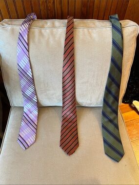 Faconnable Three-Striped Silk Tie Set — Purple, Red, Green